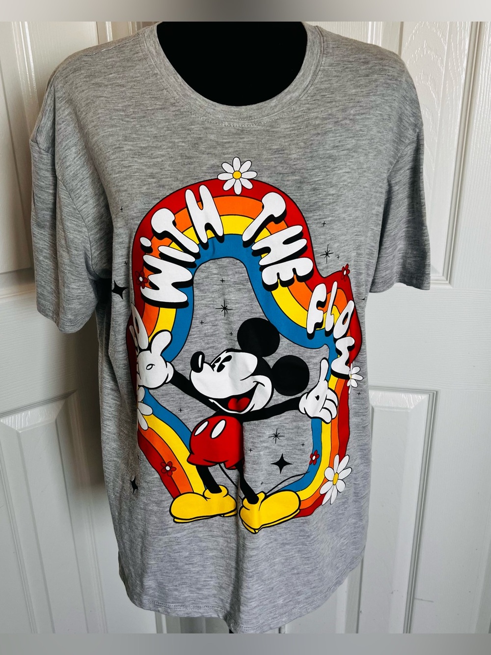 🌈 Disney Heather Grey Mickey Go With the Flow T Shirt Size XXL